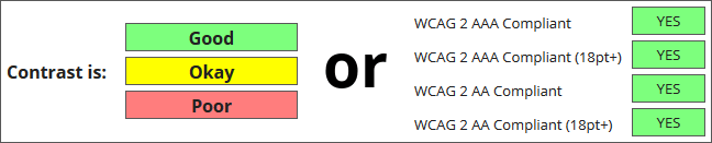 Comparison between the webapp's and the WCAG 2.0 contrast rating