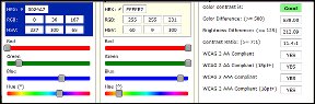Color Contast tool display